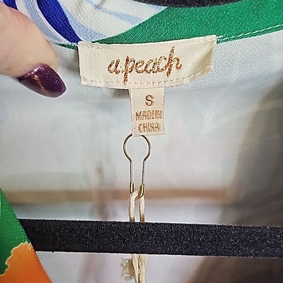 NWT Small Blazer Top Puff Sleeve tropical print with belt - Picture 5 of 9